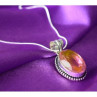 925 Sterling Silver Pink Jewelry Glass Chain With Pendant
