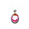 925 Sterling Silver Pink  Jewelry Glass Chain with Pendant