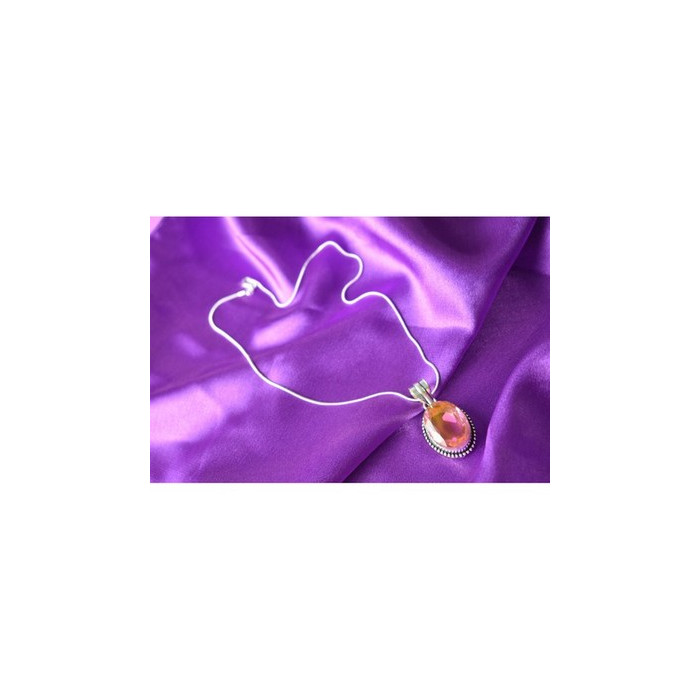 925 Sterling Silver Pink  Jewelry Glass Chain with Pendant