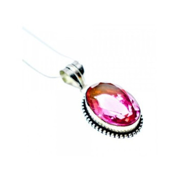 925 Sterling Silver Pink  Jewelry Glass Chain with Pendant