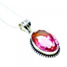 925 Sterling Silver Pink Jewelry Glass Chain With Pendant