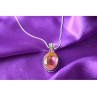 925 Sterling Silver Pink  Jewelry Glass Chain with Pendant