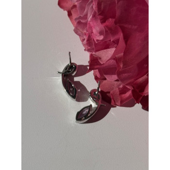 925 Sterling Silver Amethyst & Topaz Earrings Length 0.70 inch