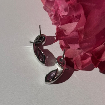 925 Sterling Silver Amethyst & Topaz Earrings Length 0.70 Inch