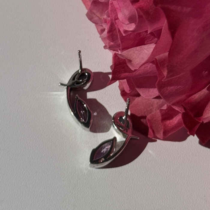 925 Sterling Silver Amethyst & Topaz Earrings Length 0.70 Inch