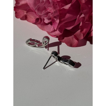 925 Sterling Silver Amethyst & Topaz Earrings Length 0.70 inch