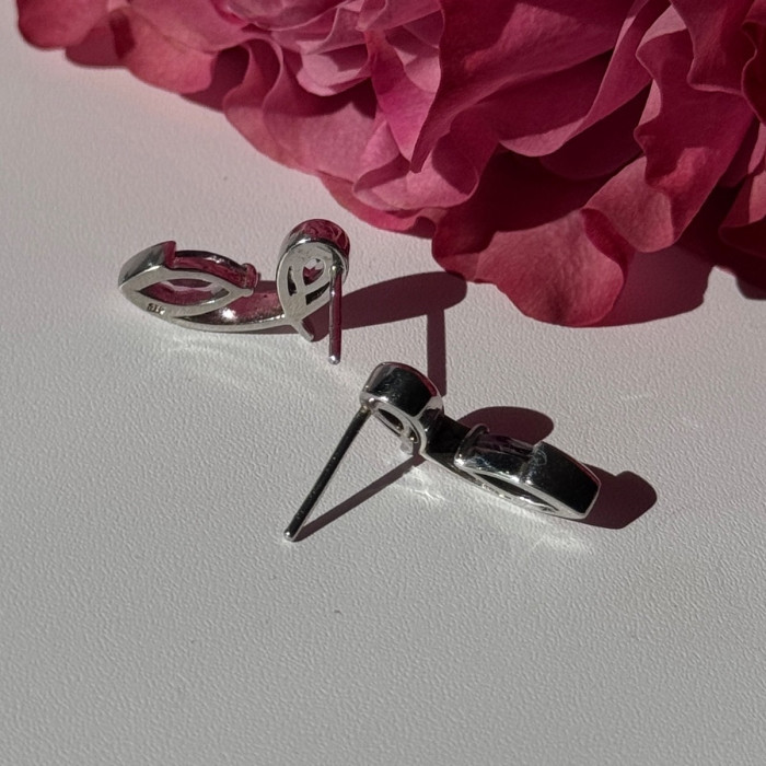 925 Sterling Silver Amethyst & Topaz Earrings Length 0.70 Inch