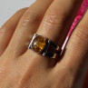 925 Sterling Silver Amber Ring Size 9.5