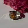 925 Sterling Silver Amber Ring Size 9.5