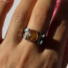 925 Sterling Silver Amber Ring Size 9.5