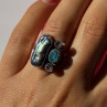 925 Sterling Silver Abalone Amethyst Aquamarine Ring Size 6