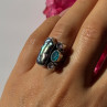 925 Sterling Silver Abalone Amethyst Aquamarine Ring Size 6