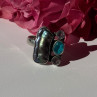 925 Sterling Silver Abalone Amethyst Aquamarine Ring Size 6