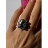 925 Sterling Silver Abalone Amethyst Aquamarine Ring Size 6