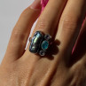 925 Sterling Silver Abalone Amethyst Aquamarine Ring Size 6