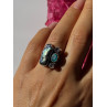925 Sterling Silver Abalone Amethyst Aquamarine Ring Size 6