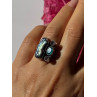 925 Sterling Silver Abalone Amethyst Aquamarine Ring Size 6