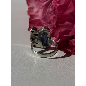 925 Sterling Silver Abalone Amethyst Aquamarine Ring Size 6