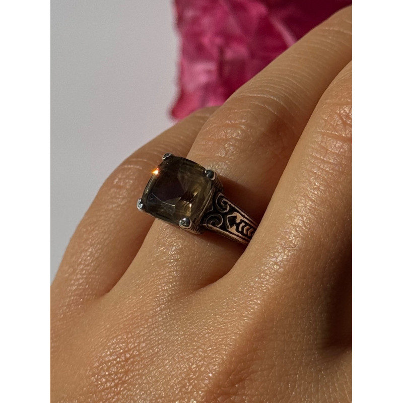 Vintage 925 Sterling Silver Hessonite Ring Size 7