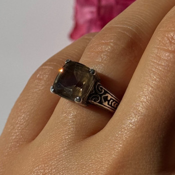 Vintage 925 Sterling Silver Hessonite Ring Size 7