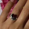 925 Sterling Silver Garnet Ring Size 7.5