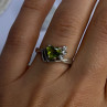 925 Sterling Silver Peridot Heart & Beryl Ring Size 8