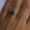 925 Sterling Silver Peridot Heart & Beryl Ring Size 8