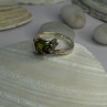 925 Sterling Silver Peridot Heart & Beryl Ring Size 8
