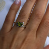 925 Sterling Silver Peridot Heart & Beryl Ring Size 8