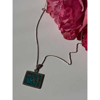 925 Sterling Silver Turquoise Necklace Length 21 inch