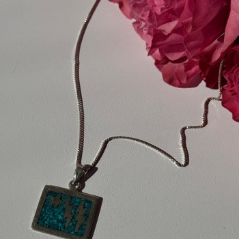 925 Sterling Silver Turquoise Necklace Length 21 Inch