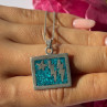 925 Sterling Silver Turquoise Necklace Length 21 Inch