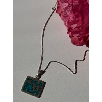 925 Sterling Silver Turquoise Necklace Length 21 inch