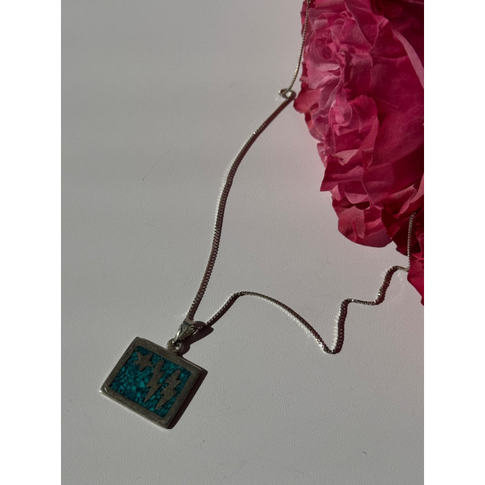 925 Sterling Silver Turquoise Necklace Length 21 inch