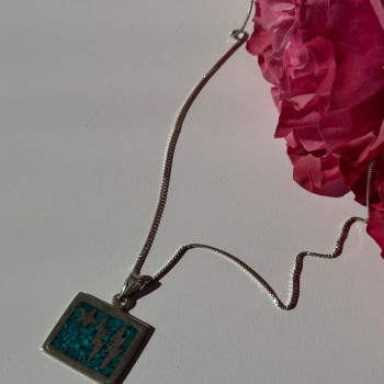925 Sterling Silver Turquoise Necklace Length 21 Inch