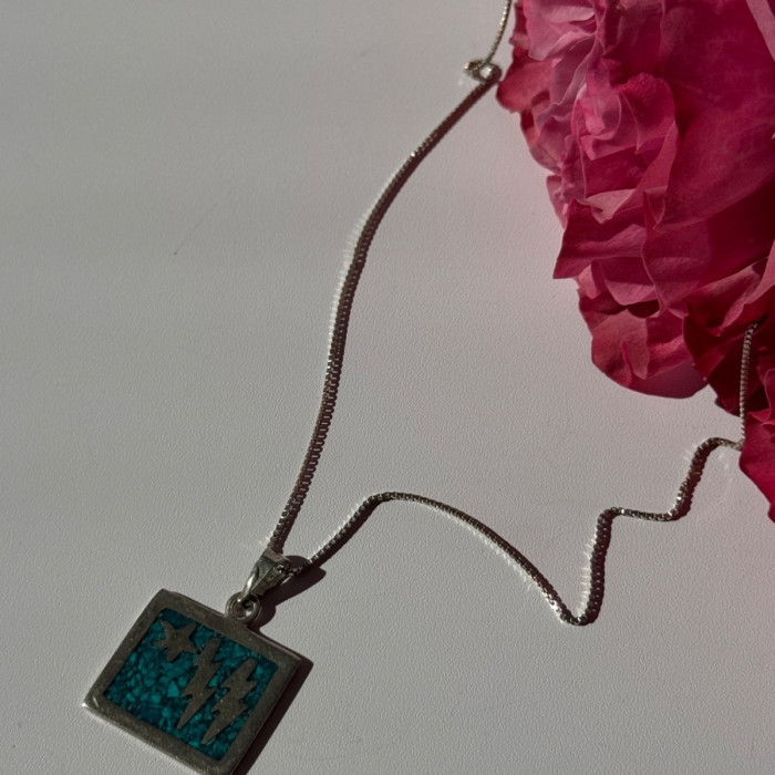 925 Sterling Silver Turquoise Necklace Length 21 Inch