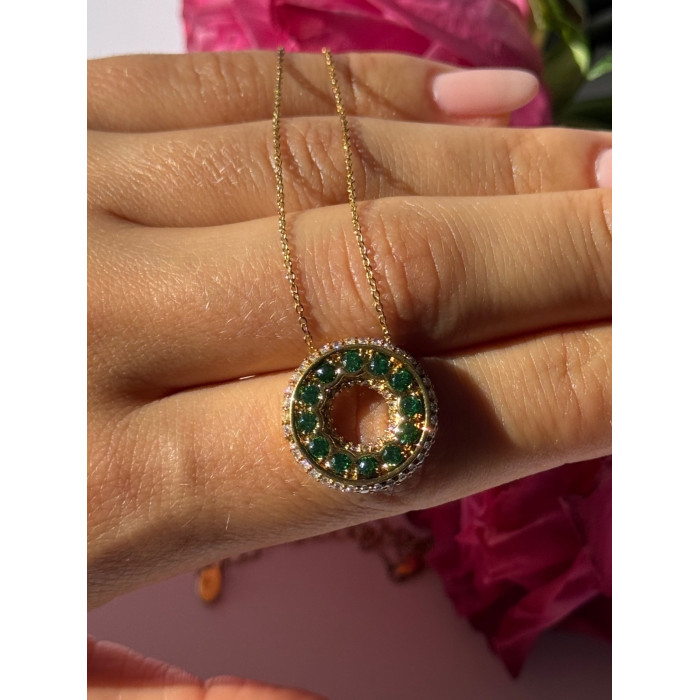 925 Sterling Silver Gold Plated Cz Necklace Length 16/18 inch