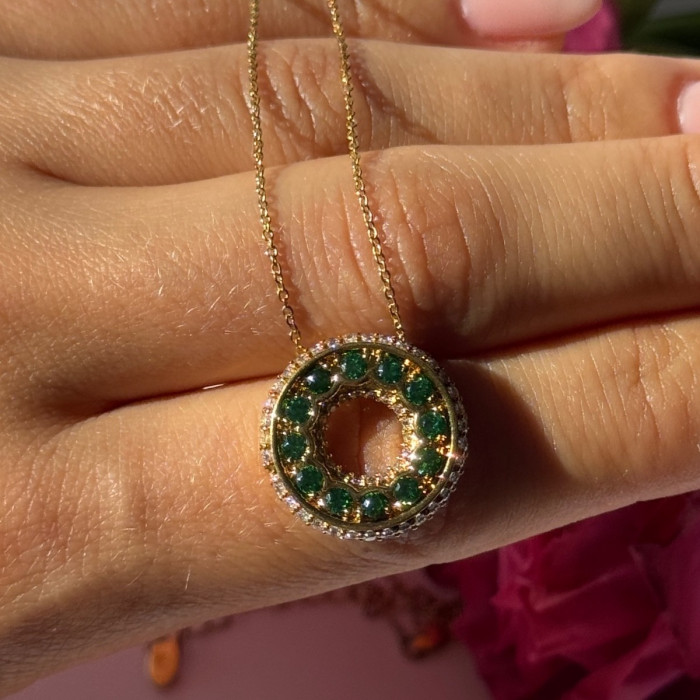 925 Sterling Silver Gold Plated Cz Necklace Length 16/18 Inch