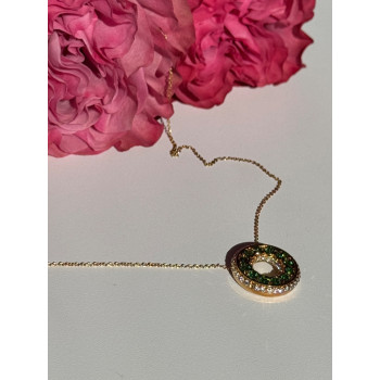 925 Sterling Silver Gold Plated Cz Necklace Length 16/18 inch