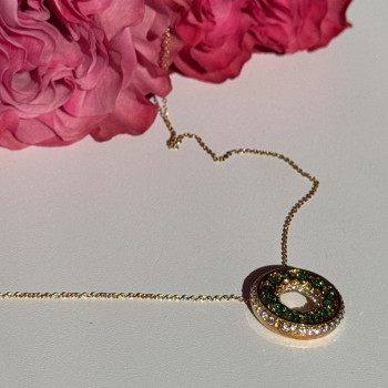 925 Sterling Silver Gold Plated Cz Necklace Length 16/18 Inch