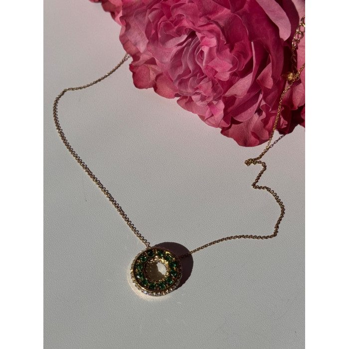 925 Sterling Silver Gold Plated Cz Necklace Length 16/18 inch