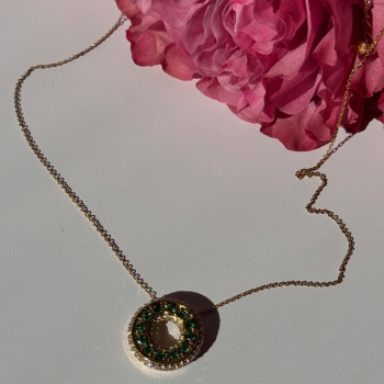 925 Sterling Silver Gold Plated Cz Necklace Length 16/18 Inch