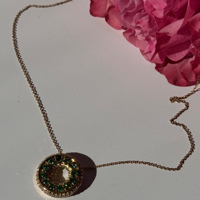 925 Sterling Silver Gold Plated Cz Necklace Length 16/18 Inch