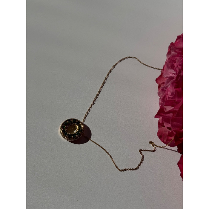 925 Sterling Silver Gold Plated Cz Necklace Length 16/18 inch