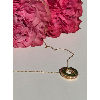 925 Sterling Silver Gold Plated Cz Necklace Length 16/18 inch