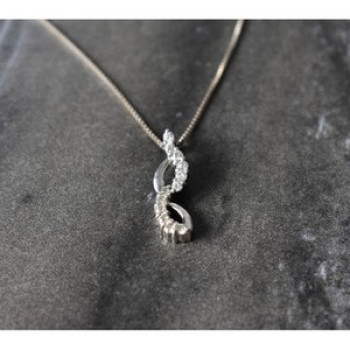 925 Sterling Silver CZ Chain With Pendant Italy
