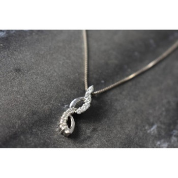 925 Sterling Silver CZ Chain with Pendant Italy