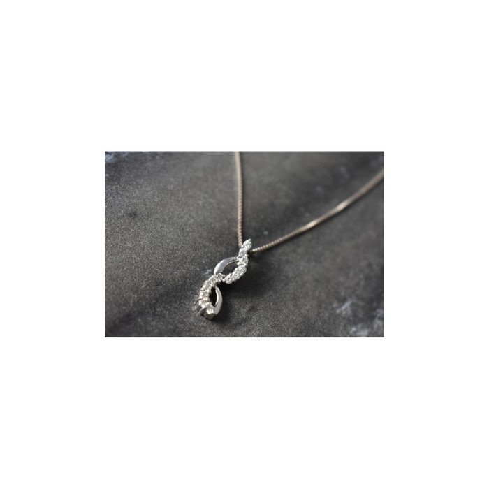 925 Sterling Silver CZ Chain with Pendant Italy