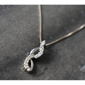 925 Sterling Silver CZ Chain With Pendant Italy