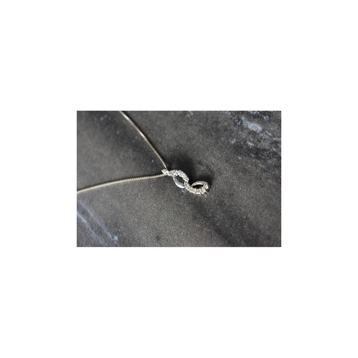 925 Sterling Silver CZ Chain with Pendant Italy